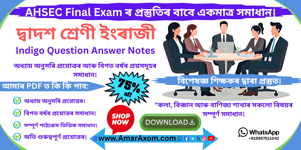 [AHSEC] Class 12 Indigo Question Answer Notes
